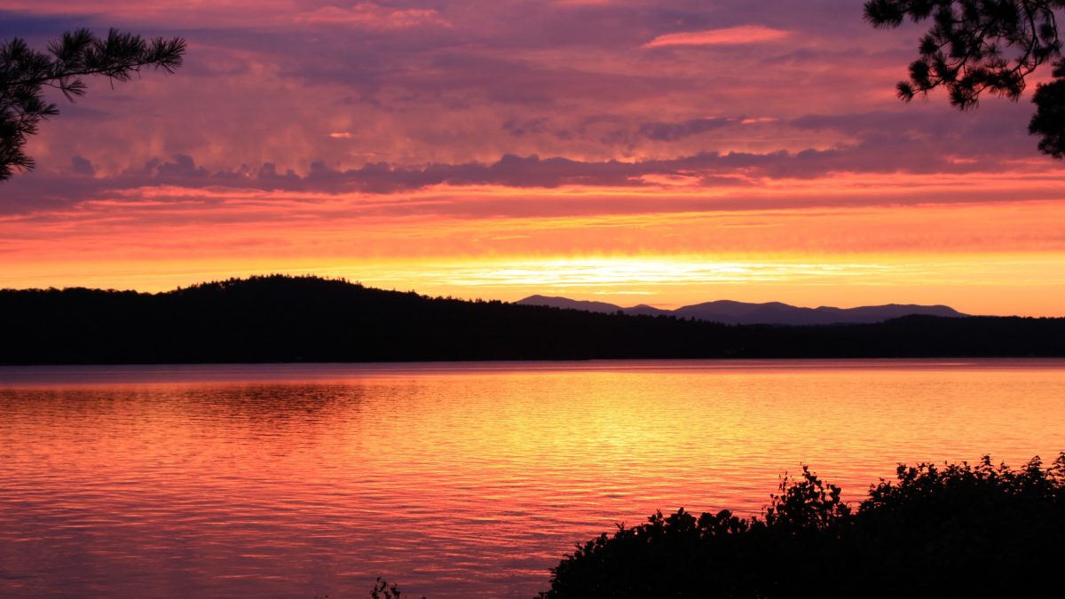 Crescent Point on Long Lake, sunset New England sunrises sunsets ME1433_Sunset