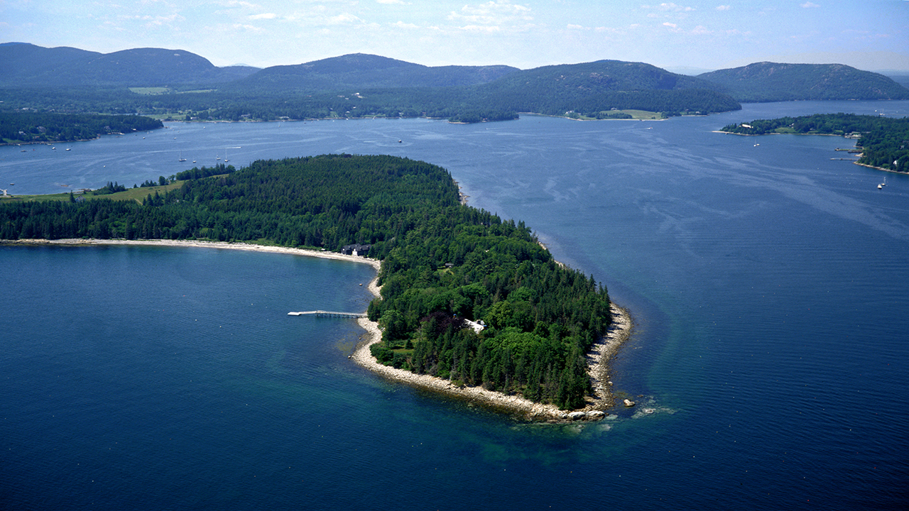 Aerial view, Greening Island, Southwest Harbor, ME Island Living ME1411_1_CC
